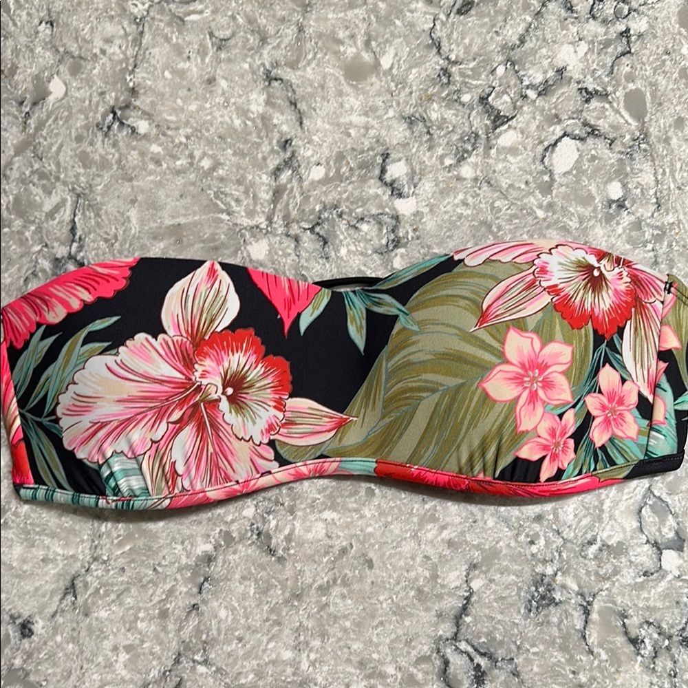 NWOT BODY GLOVE Floral Strapless Bandeau Bikini Top
